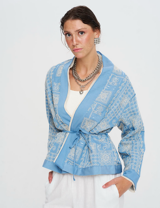Cardigan embroidery blue