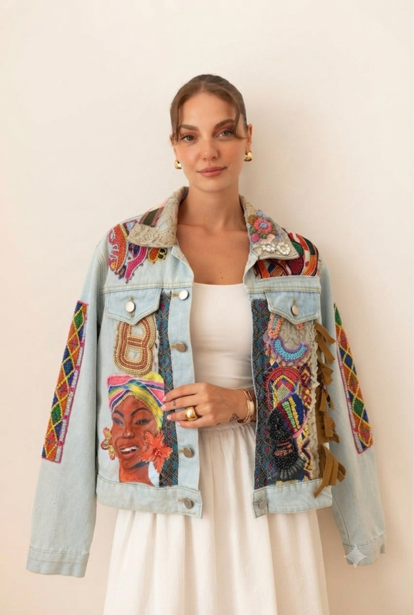 Jacket denim Indian embroidery