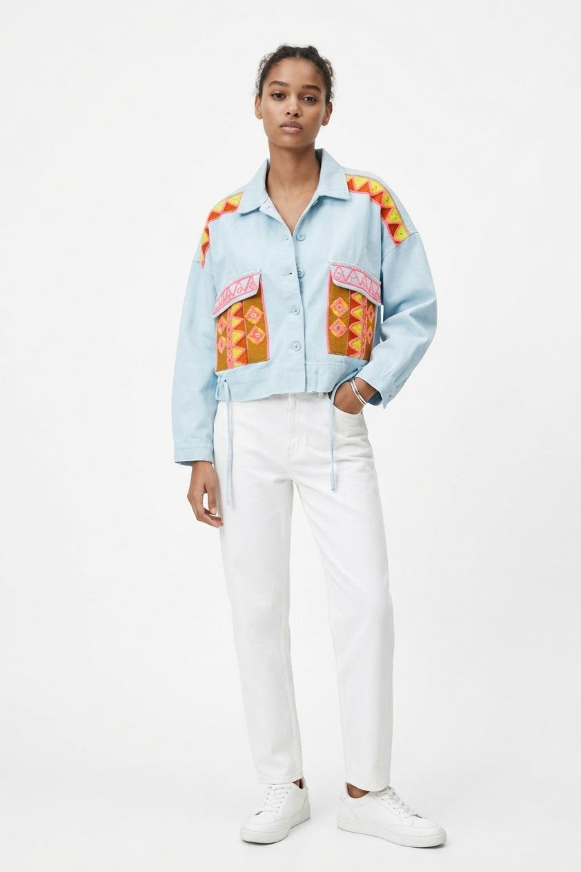 Jacket embroidery blue light