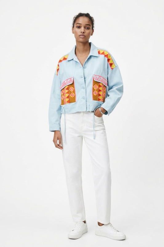 Jacket embroidery blue light