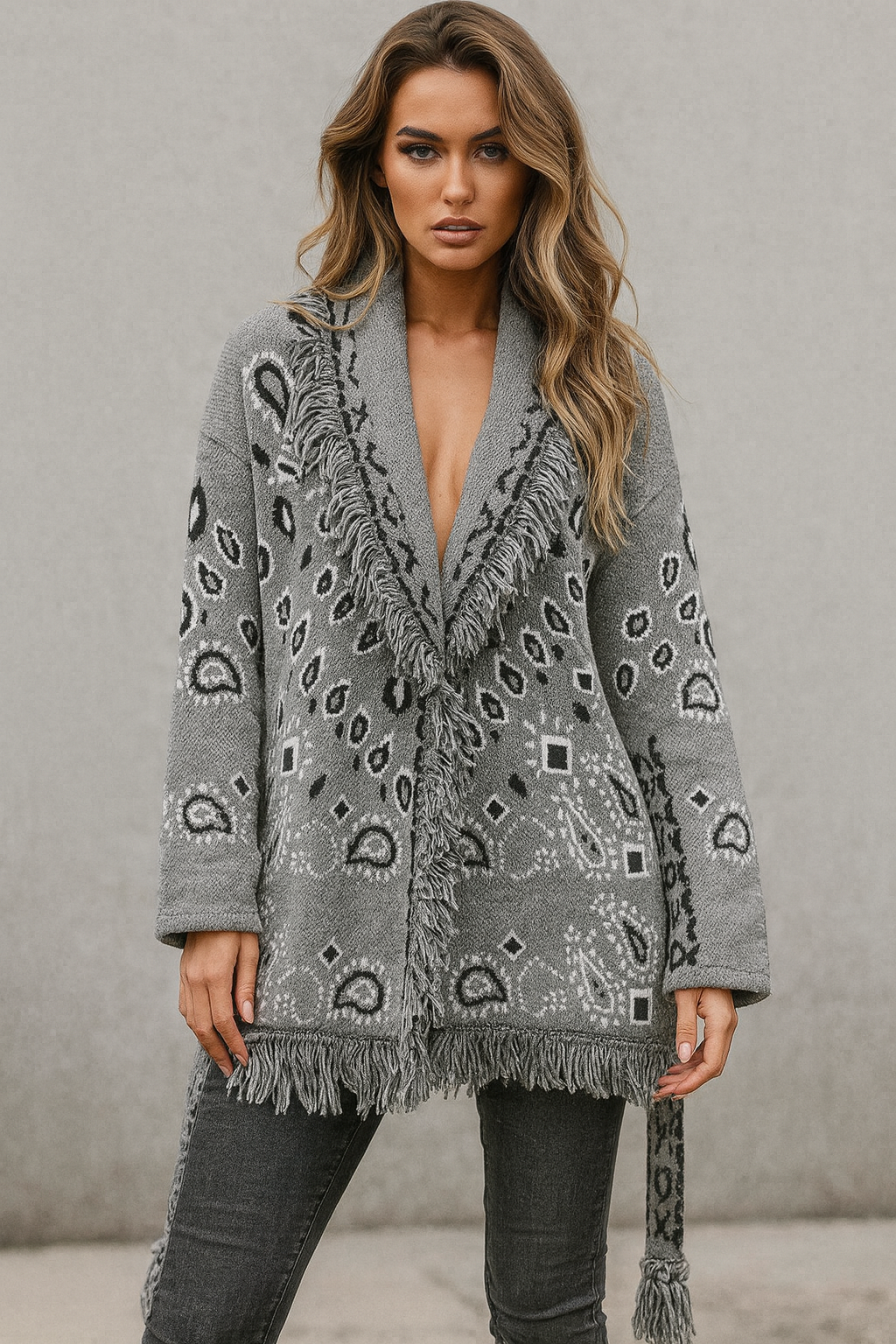 Bandana cardigan Light Grey