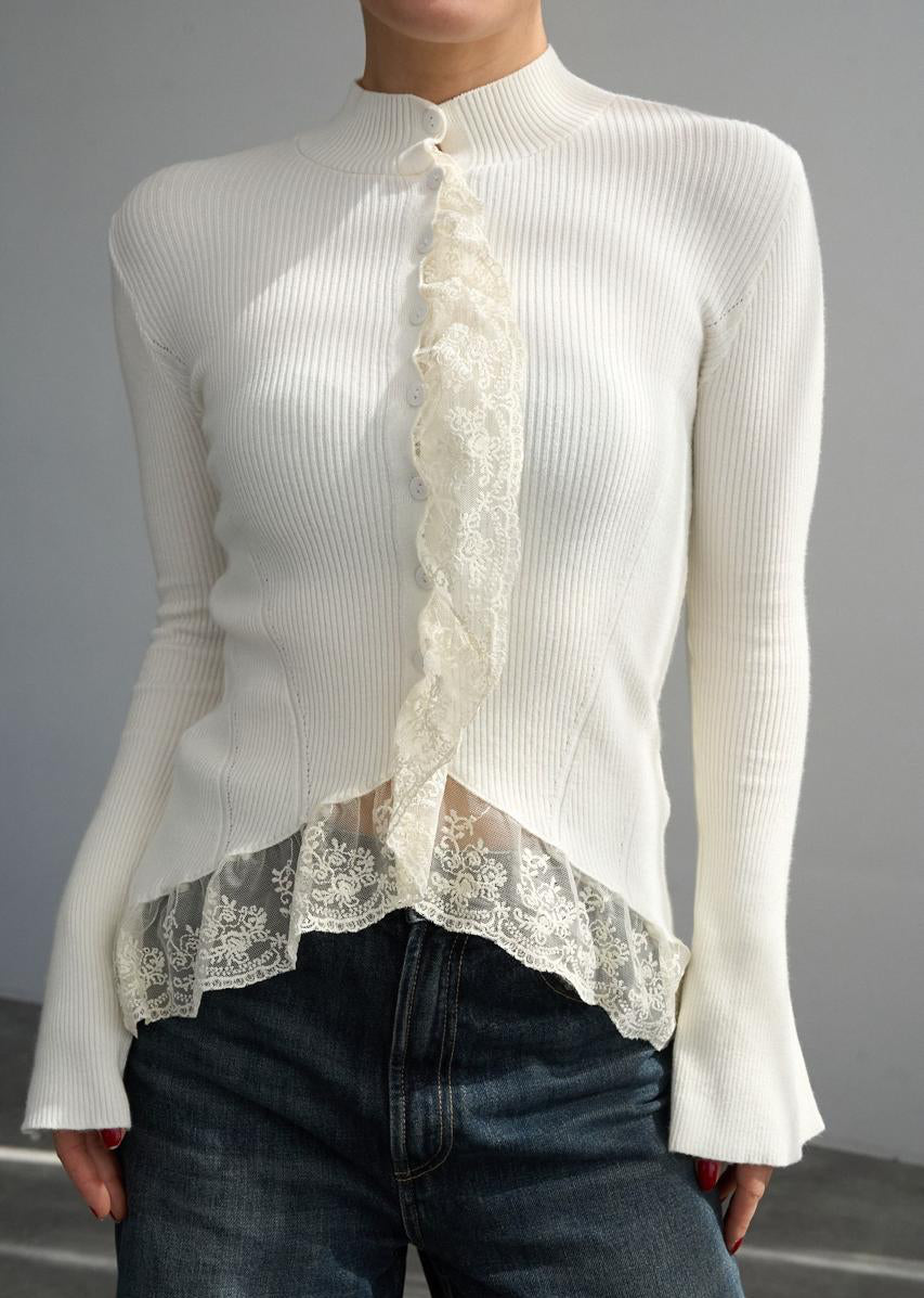 Pullover offwhite lace knit