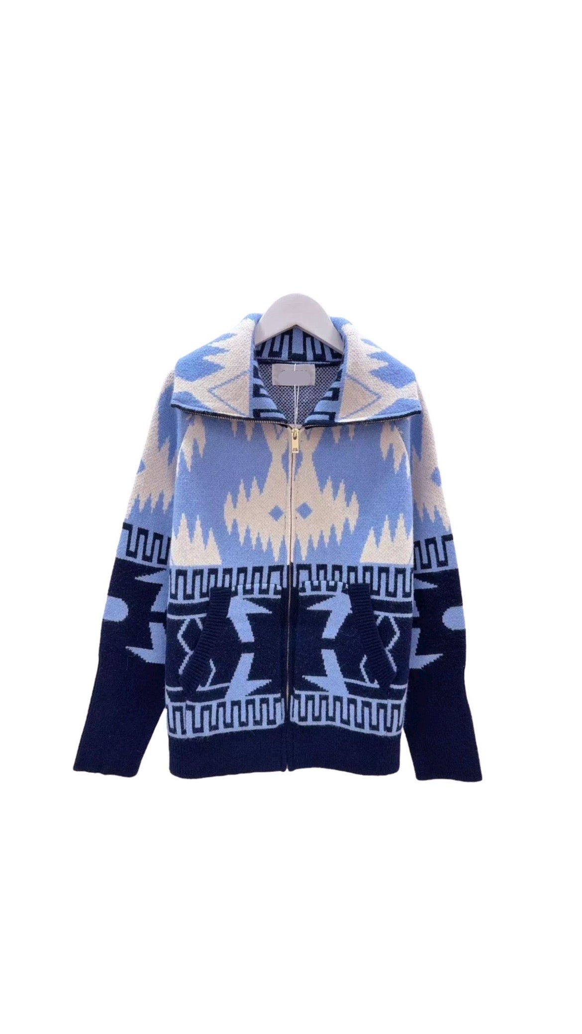 Cardigan pattern blue Navy