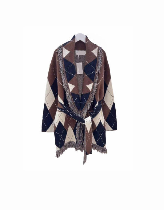 Cardigan argyle brown