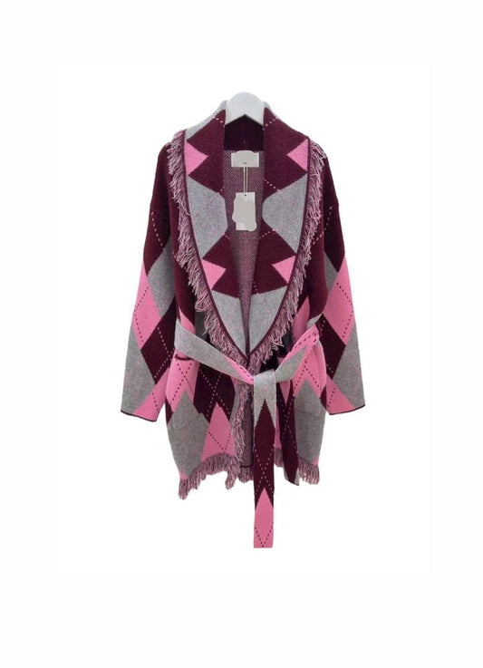 Cardigan argyle Pink