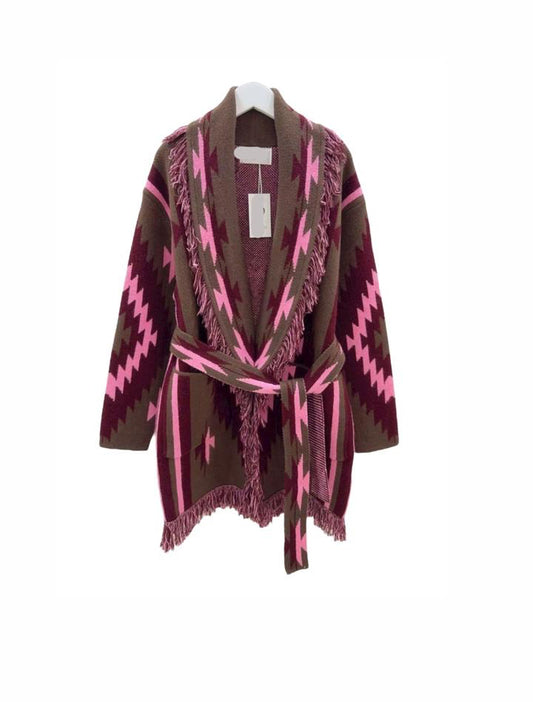 Cardigan argyle pink x burgundy