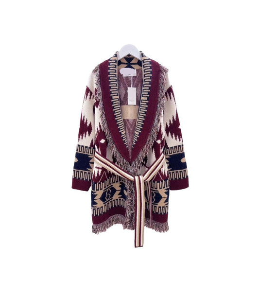 Cardigan pattern burgundy