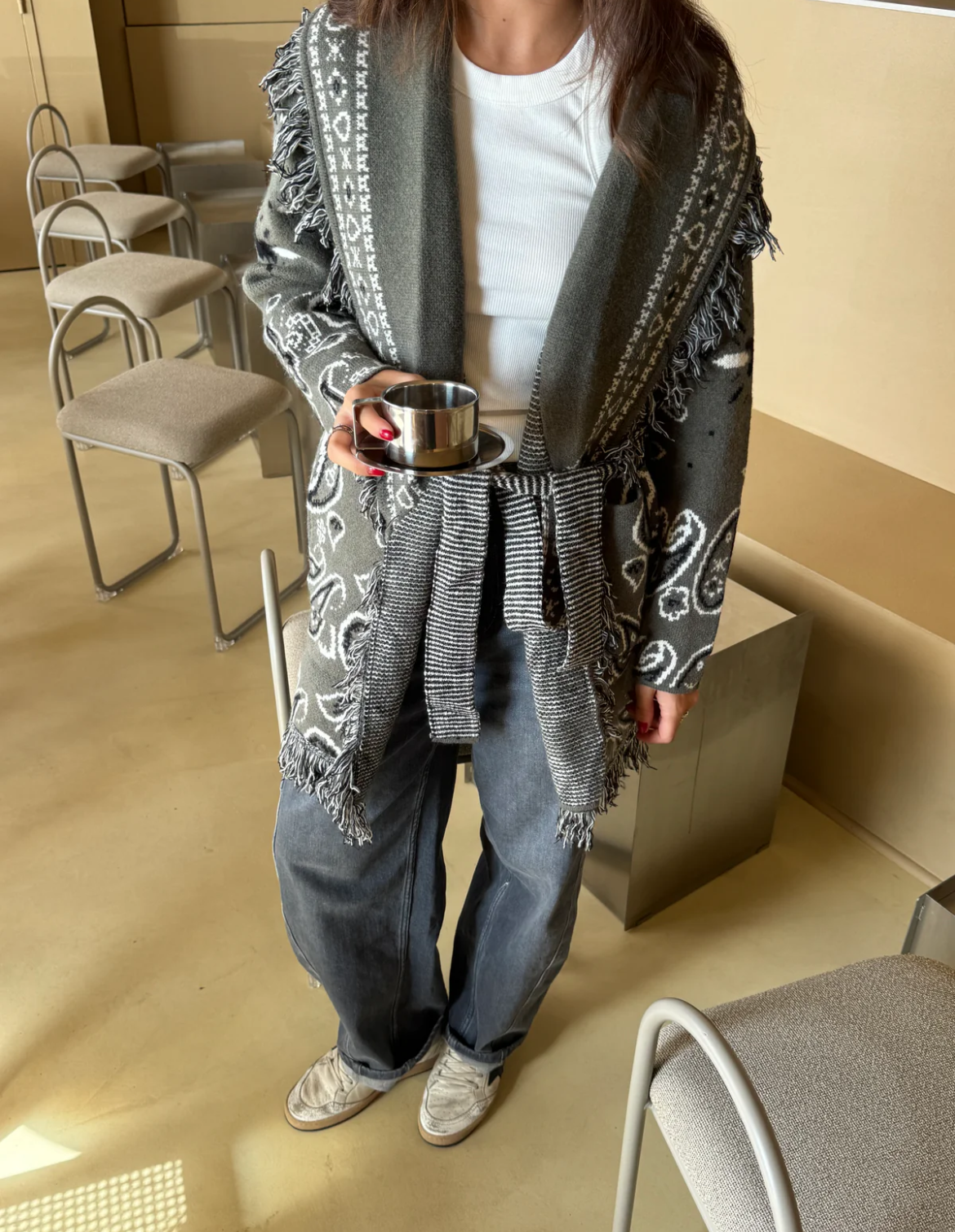 Bandana cardigan olive