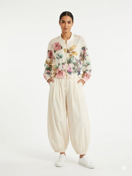 Shirt floral zipper