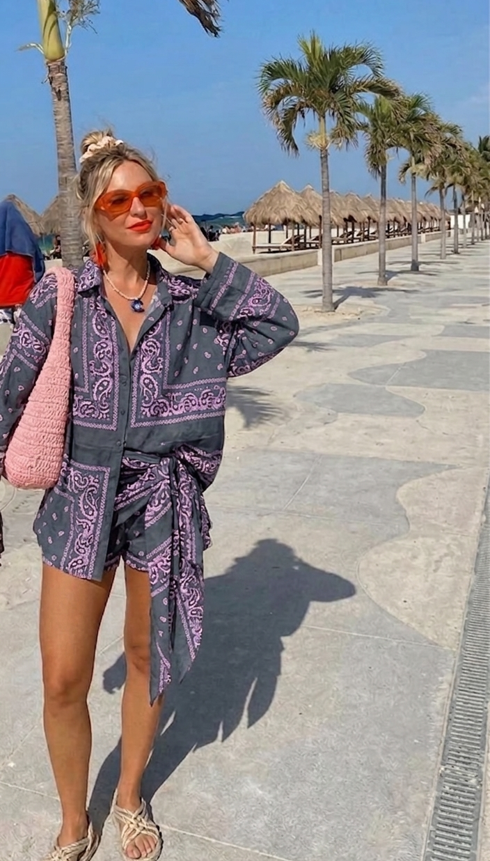 Set bandana + sarong purple