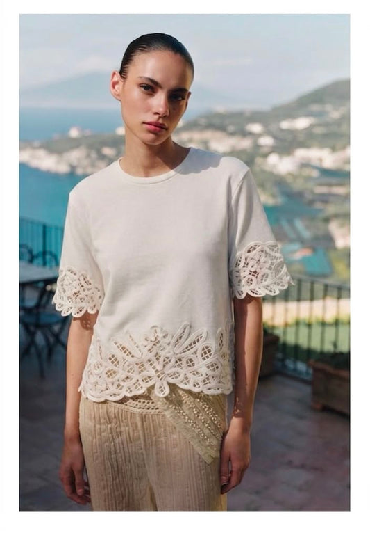 T shirt white lace