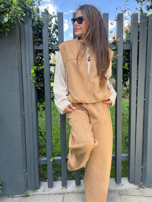 Set vest + pants cafe suede