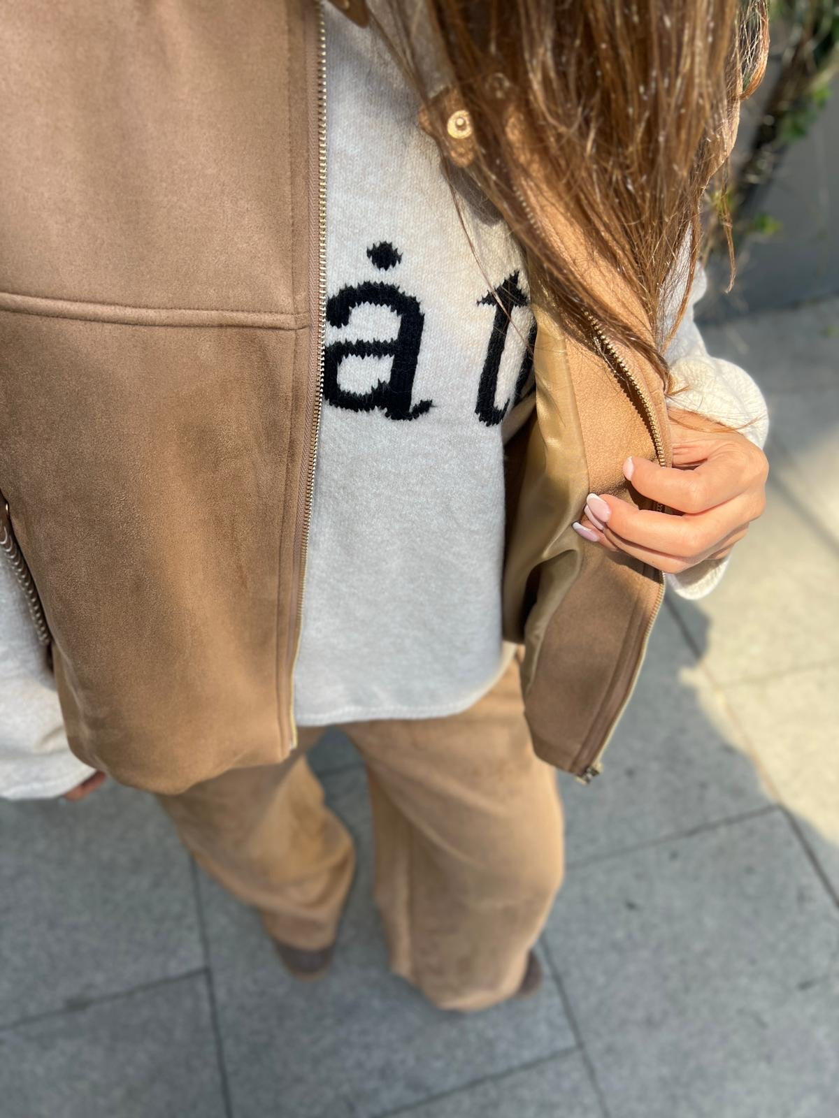 Set vest + pants cafe suede