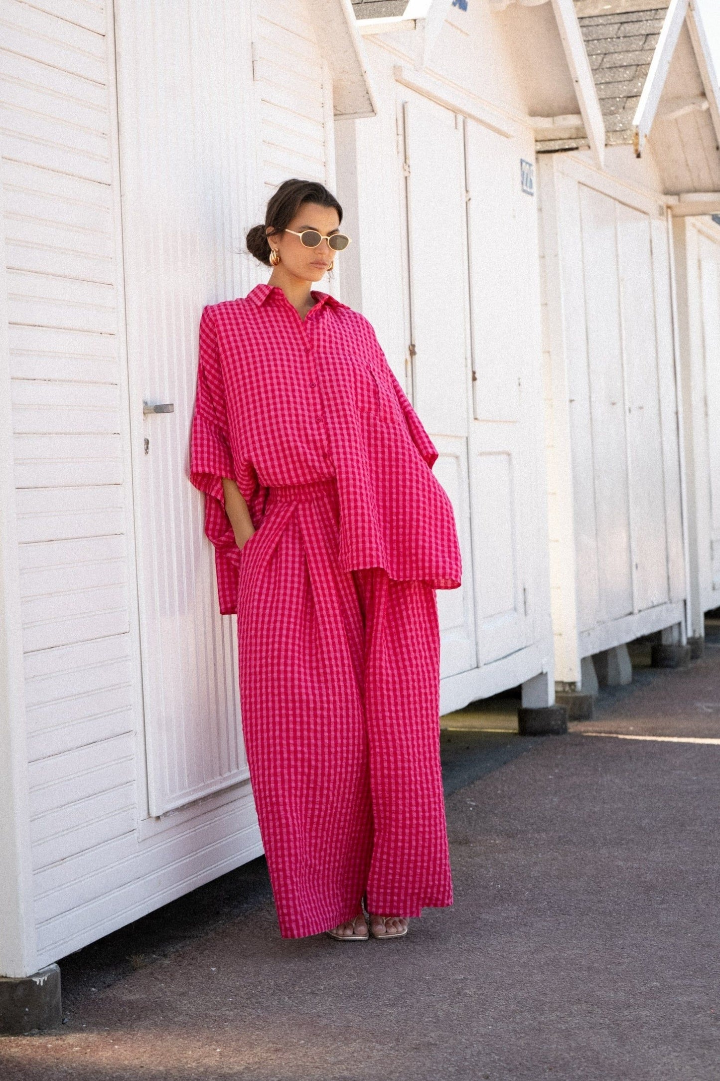 Set checkered pink fushia