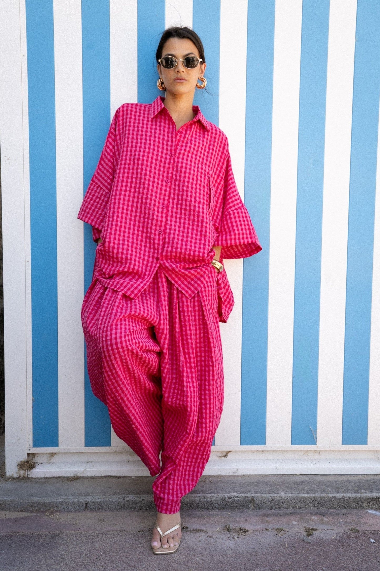 Set checkered pink fushia
