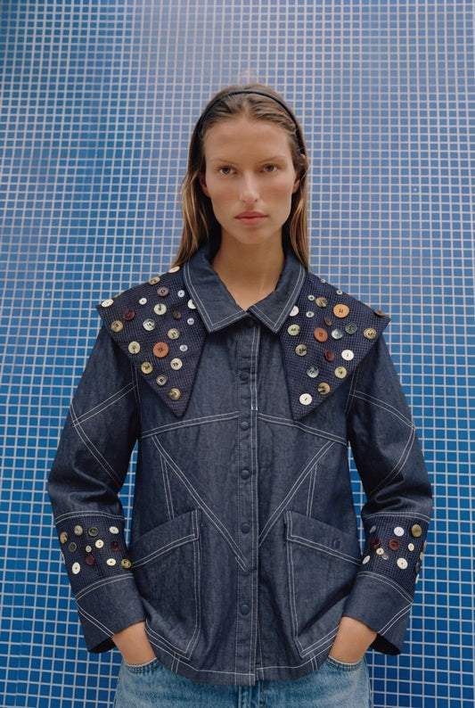 Jacket denim buttons multicolor