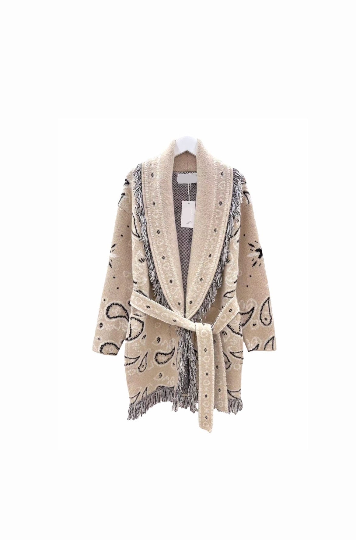 Bandana Cardigan Beige x Grey