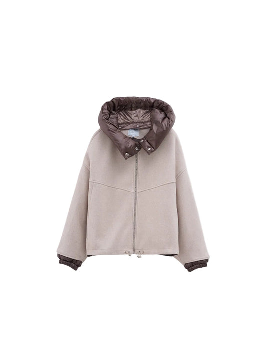 Jacket wool beige x brown