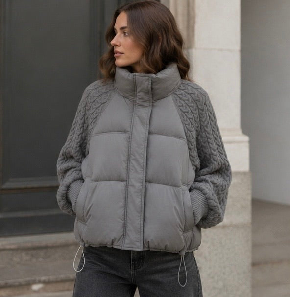 Jacket grey waterproof knit sleeves