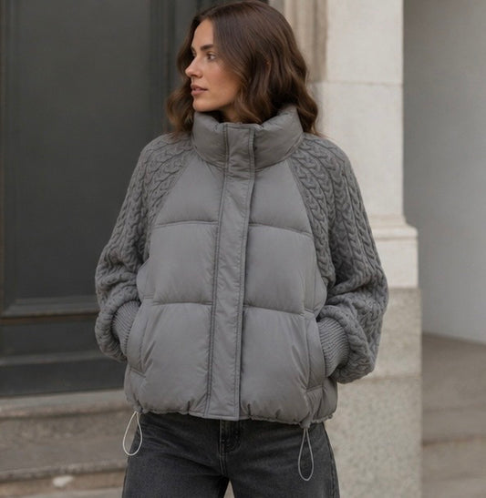 Jacket grey waterproof knit sleeves