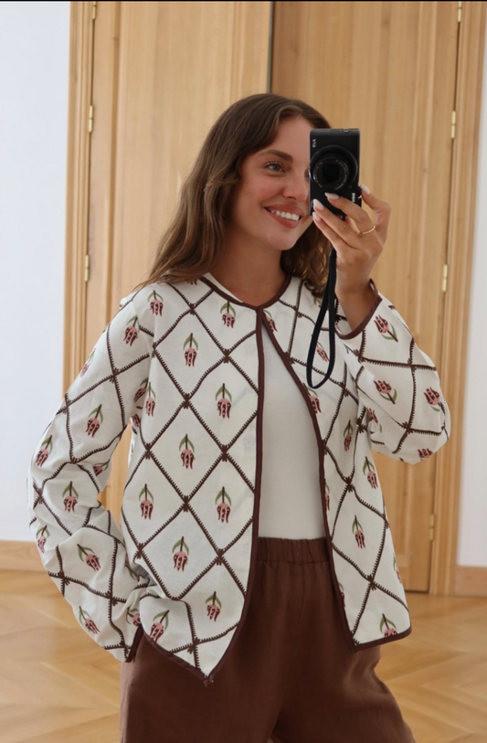 Shirt floral rose brown