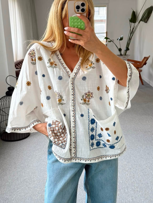 Shirt offwhite embroidery