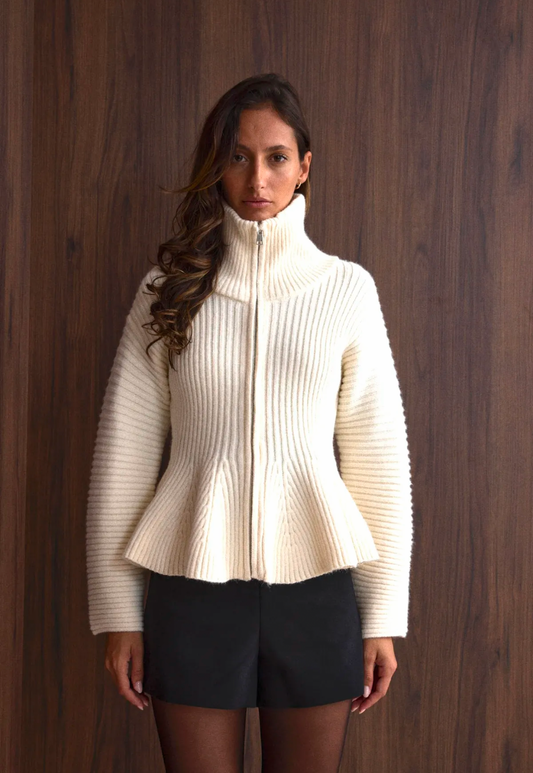Cardigan zipper knit offwhite