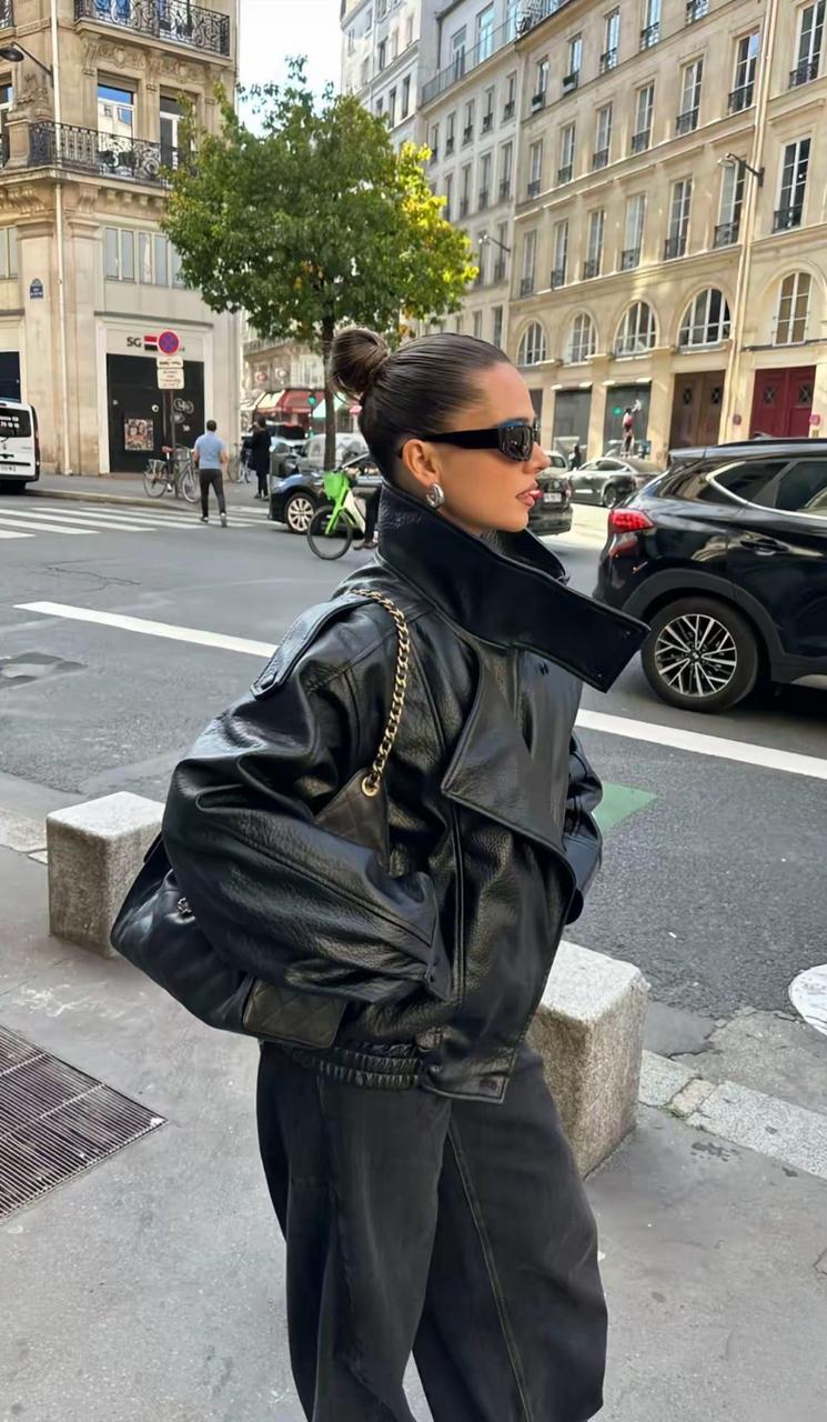 Jacket leather black