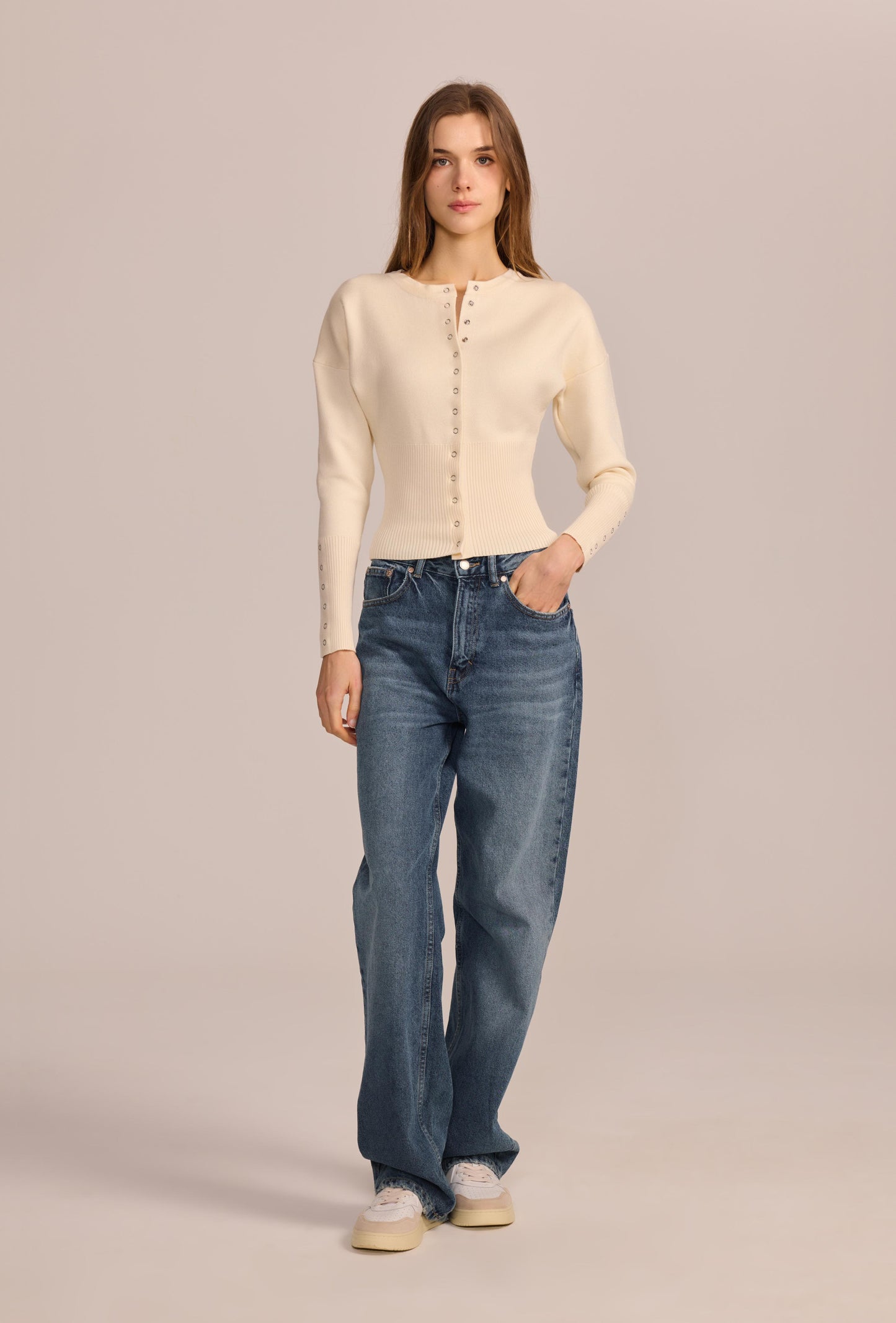 Cardigan knit Offwhite basic