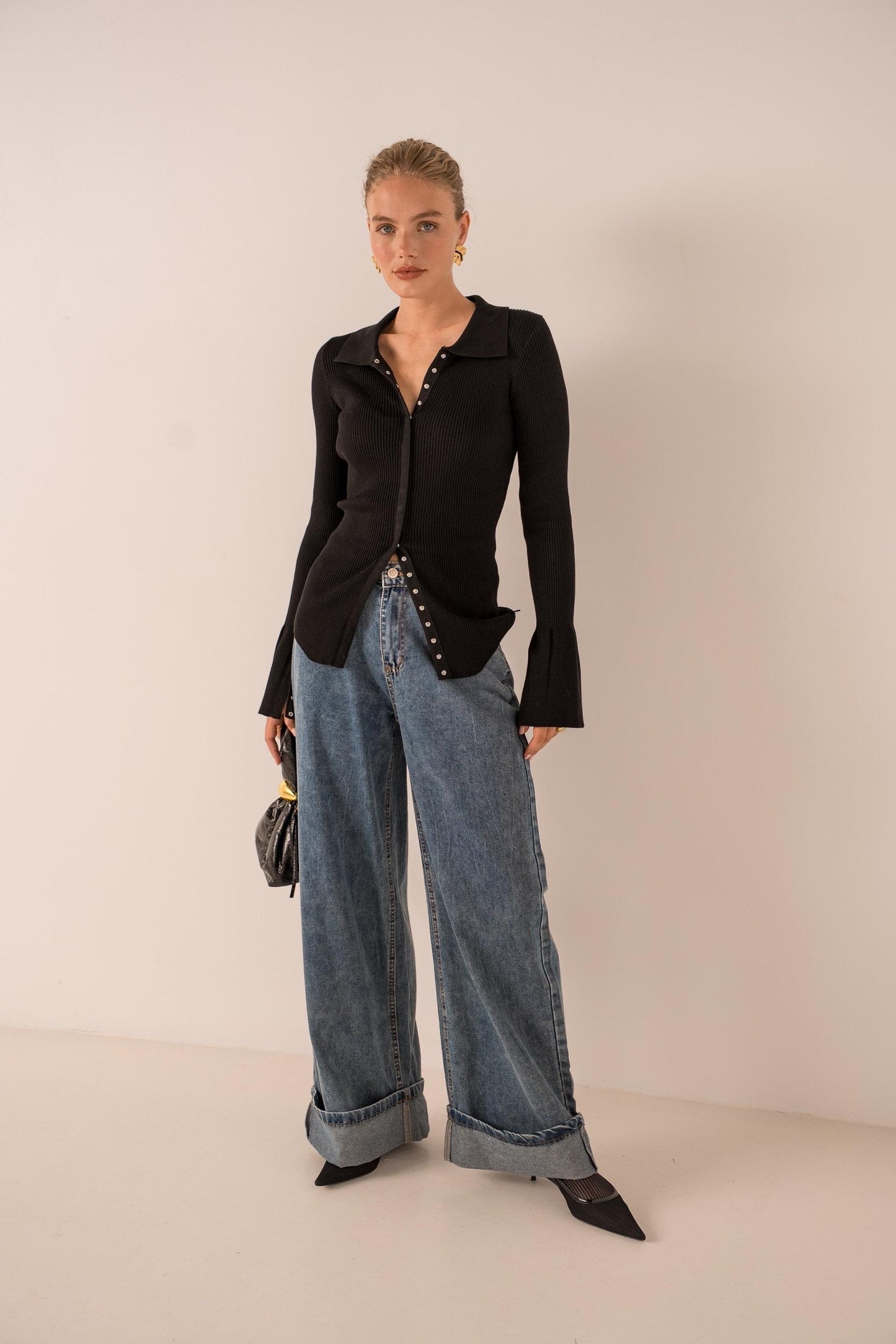 Cardigan top brown basic