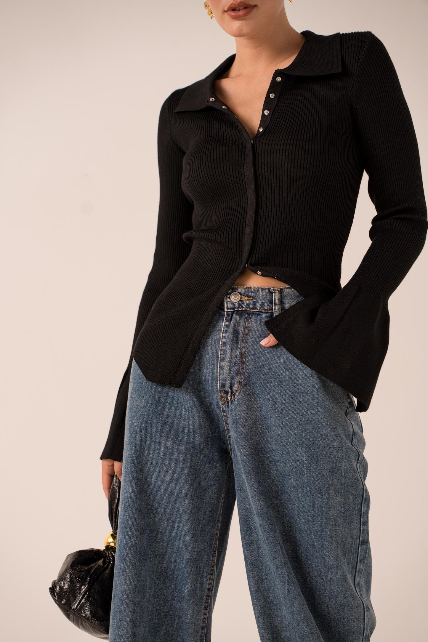 Cardigan top brown basic