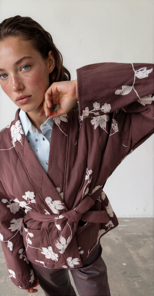 Jacket embroidered brown