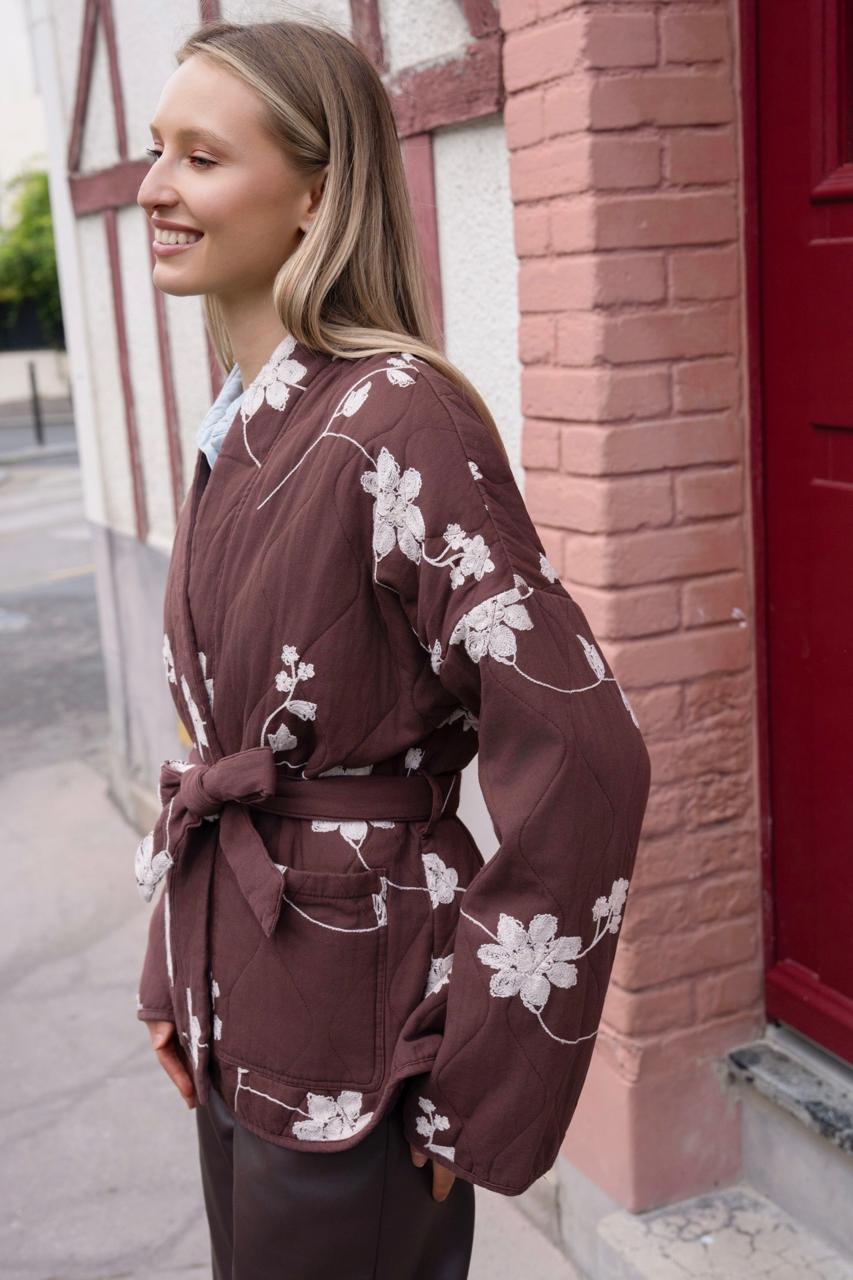 Jacket embroidered brown