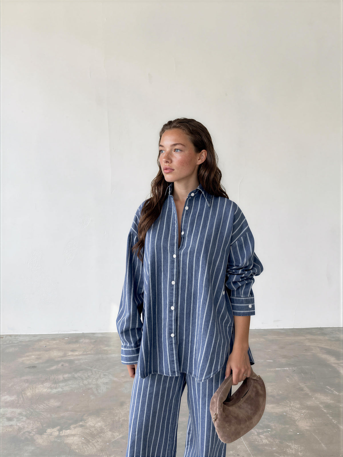 Set stripe blue navy side buttons