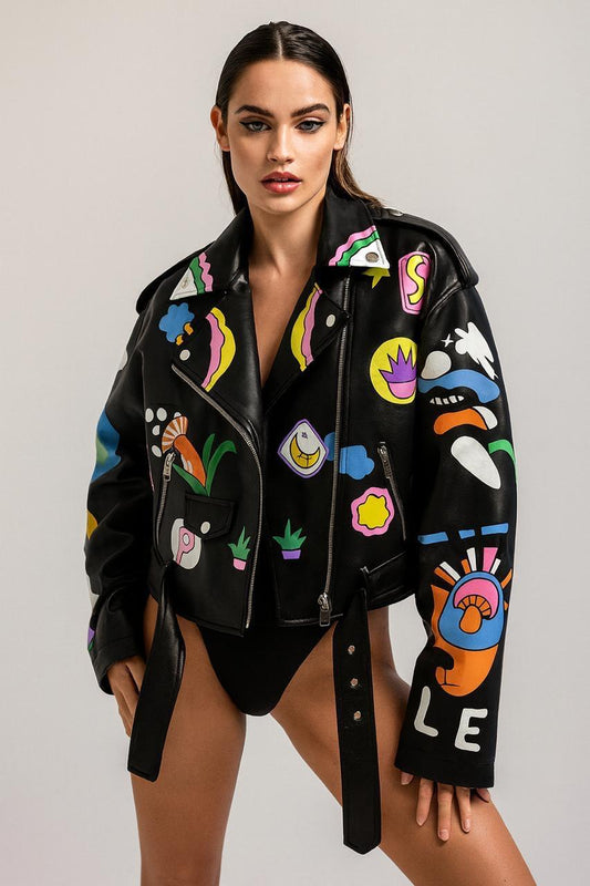 Jacket leather black pattern