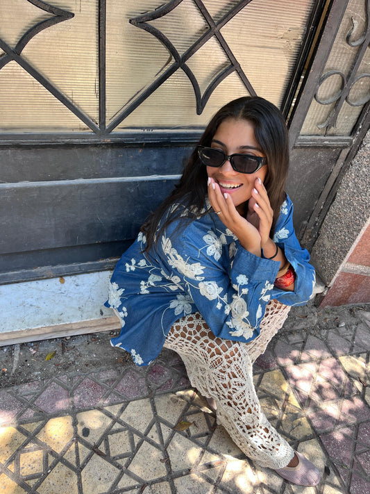 Denim Shirt Flower