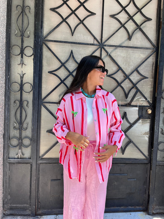Stripe palm pink