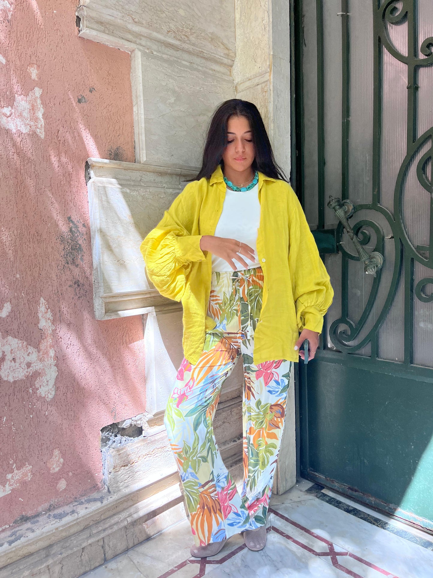 Offhwite floral pants
