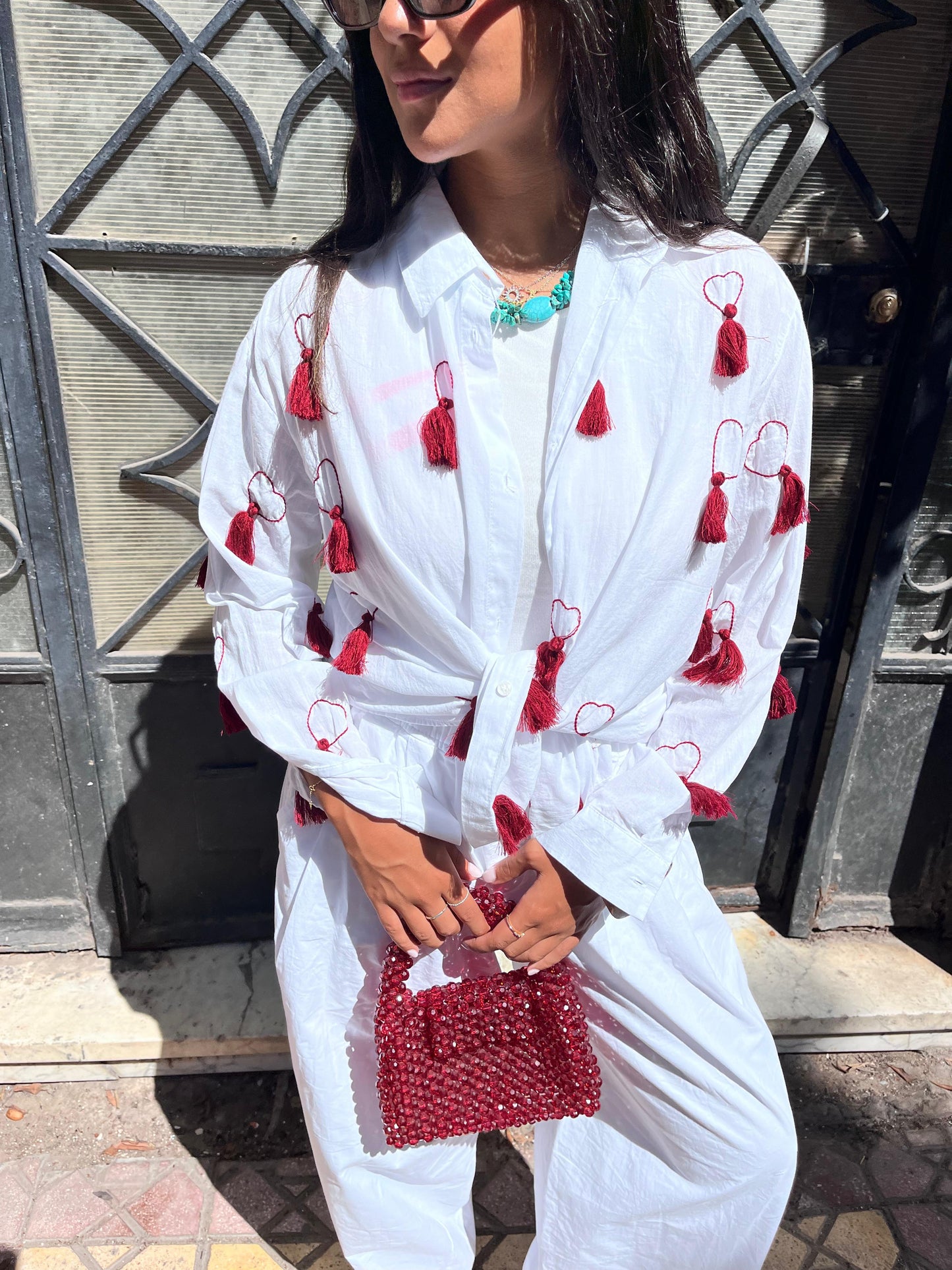 White Burgundy Fringes