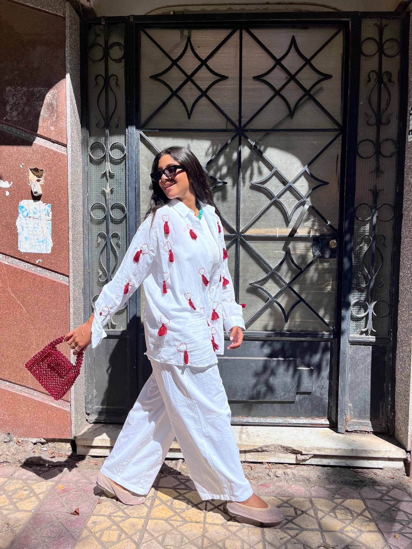 White Burgundy Fringes