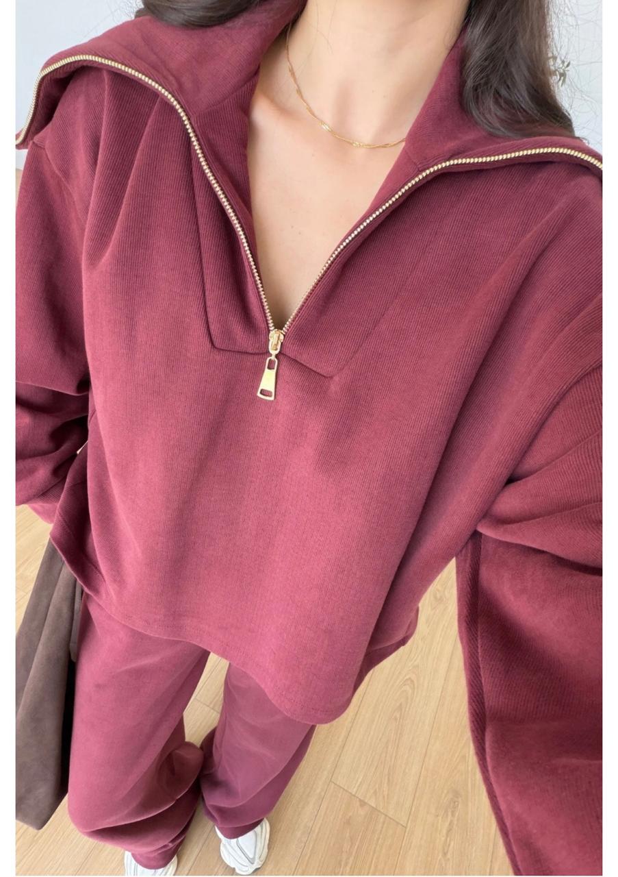 Set hoodie zip burgundy
