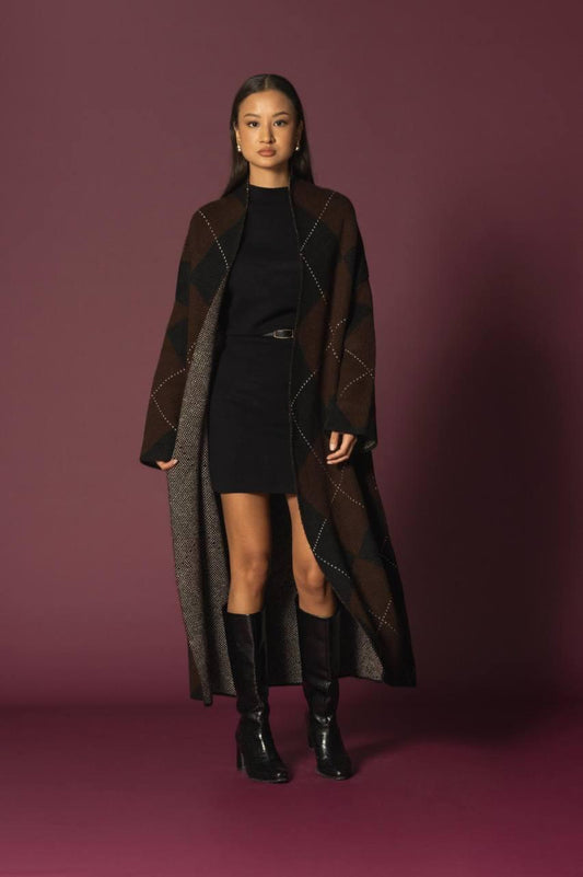 Cardigan brown argyle