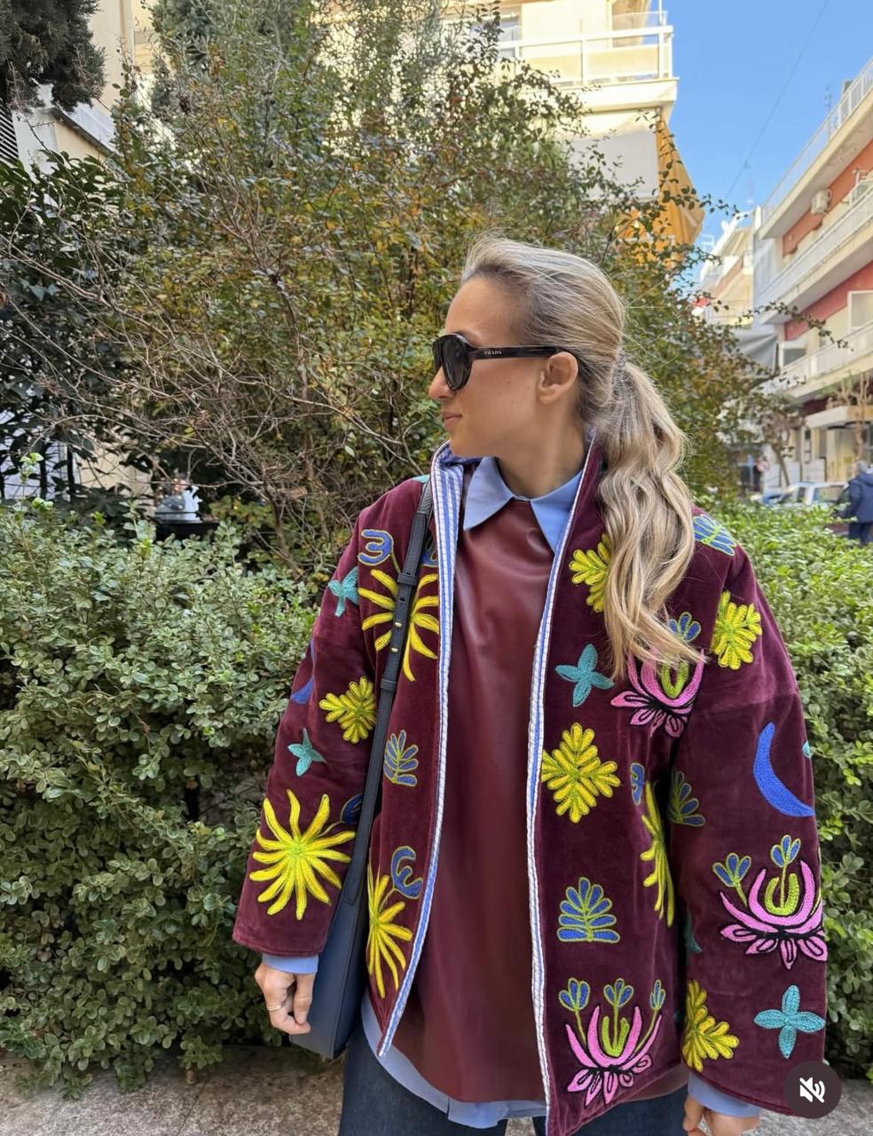 Jacket burgundy Embroidery