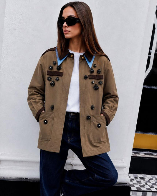 Jacket brown embroidered