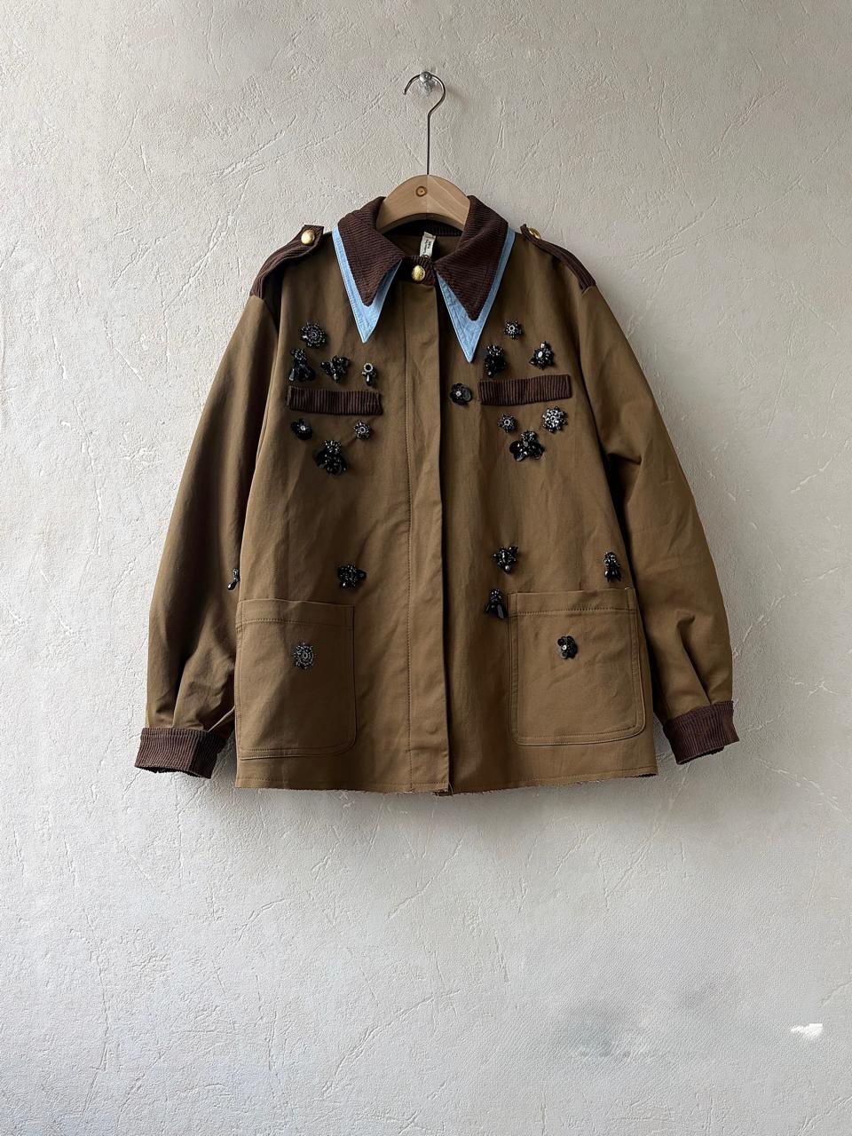 Jacket brown embroidered