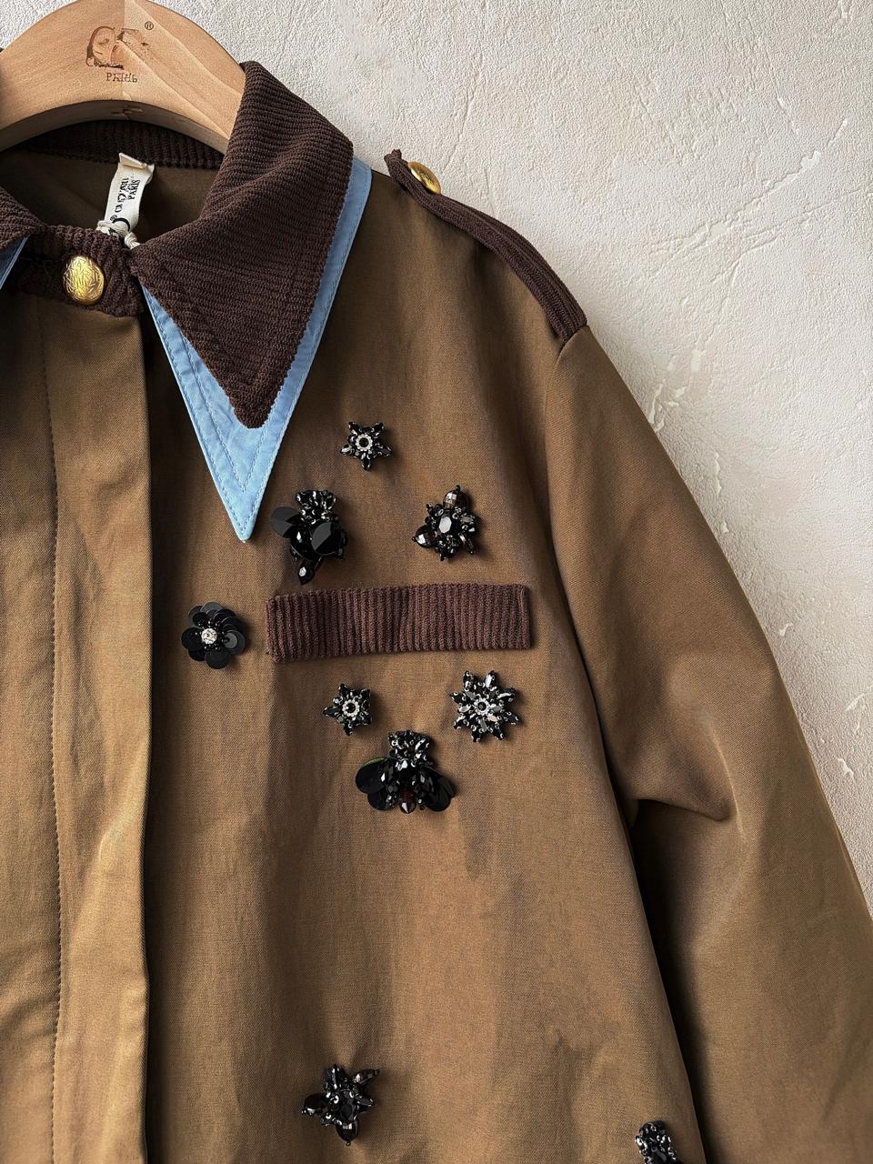 Jacket brown embroidered