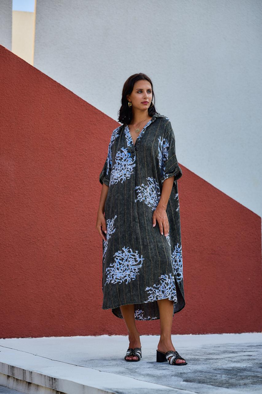 Dress Striped Blue Shell