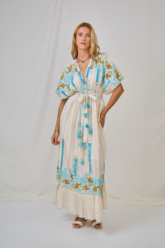 Embroidery Blue Dress LQ