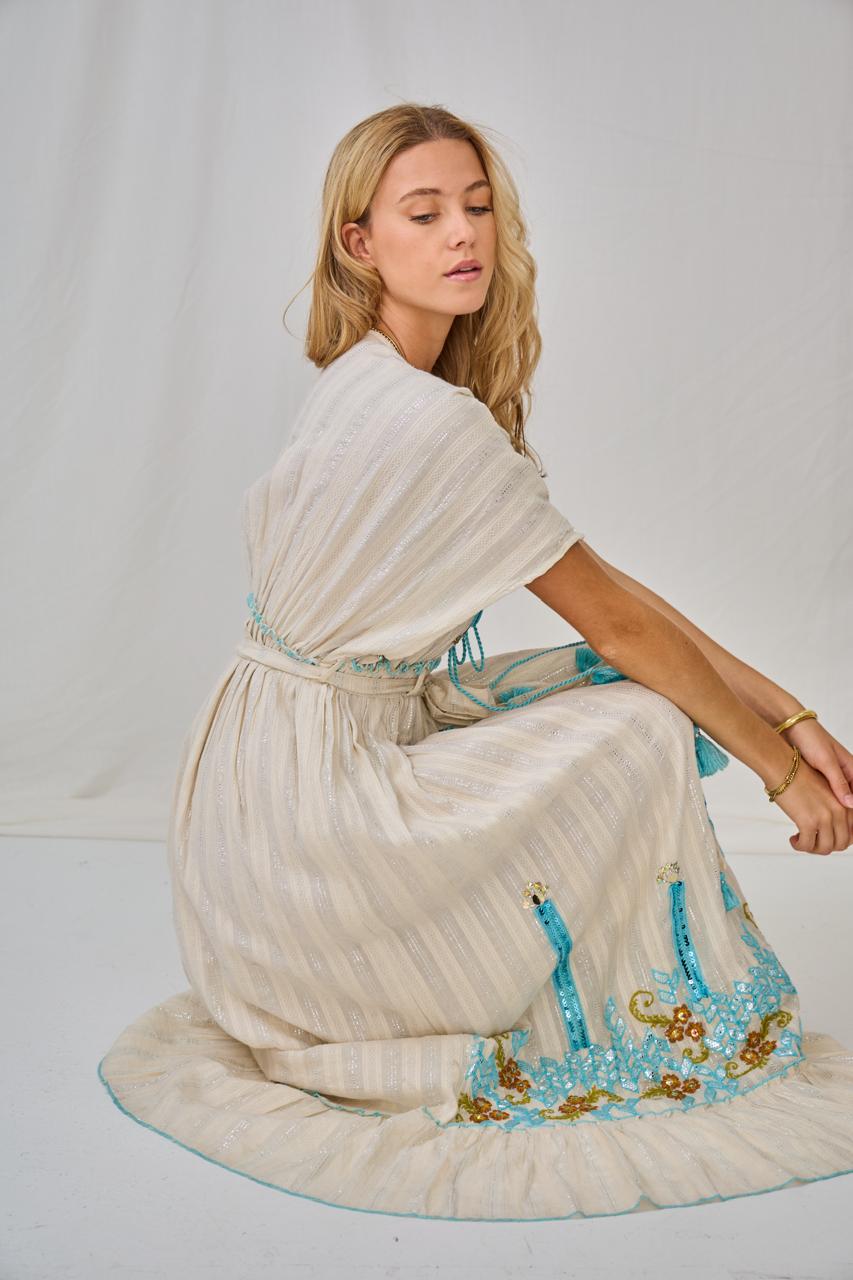 Embroidery Blue Dress LQ