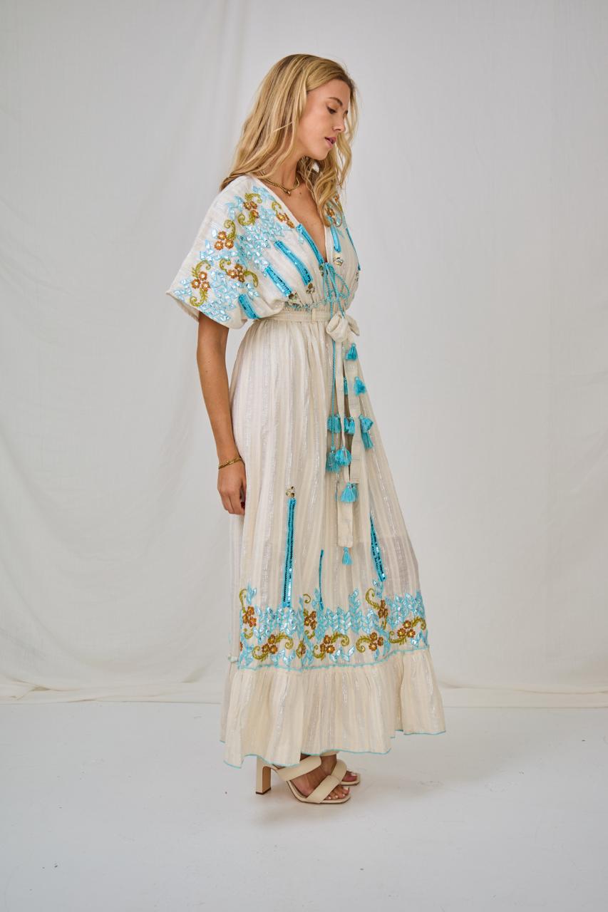 Embroidery Blue Dress LQ
